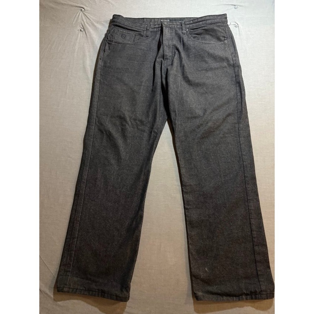 Roca‎ Wear Jeans Mens 40x32 Black Denim Zip Flap Pocketed Belted Y2K.